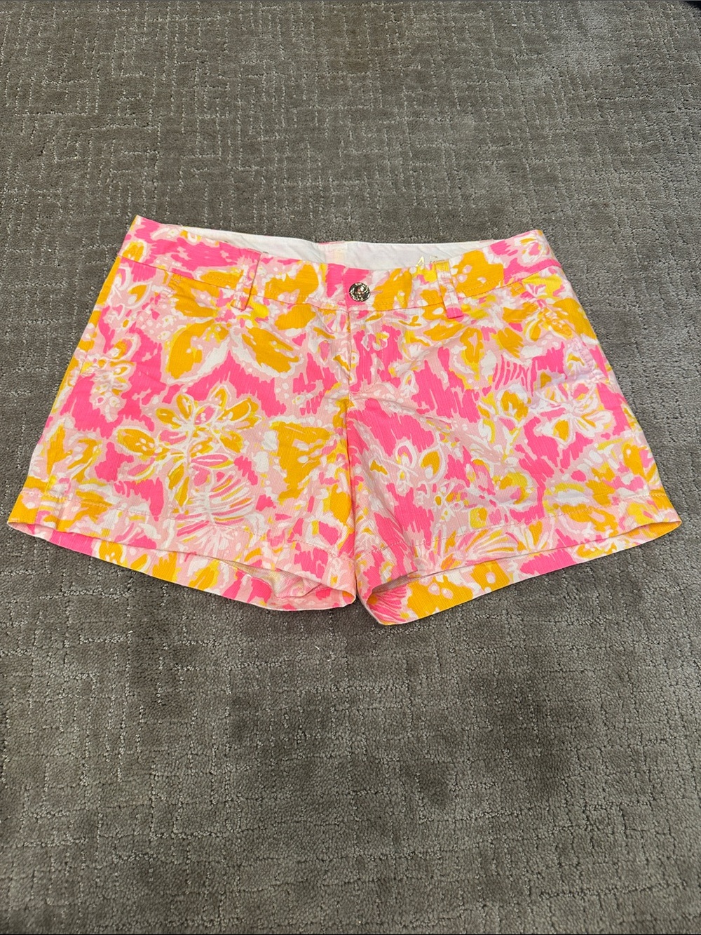 Lilly Pulitzer Pink & Yellow Floral Shorts sz 4